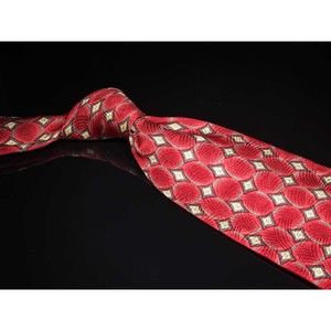 Vintage Villa Bolgheri Silk Tie Red Blue Geometric Men's Designer Necktie Italy